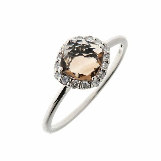 Leaf Ring silber Rauchquarz