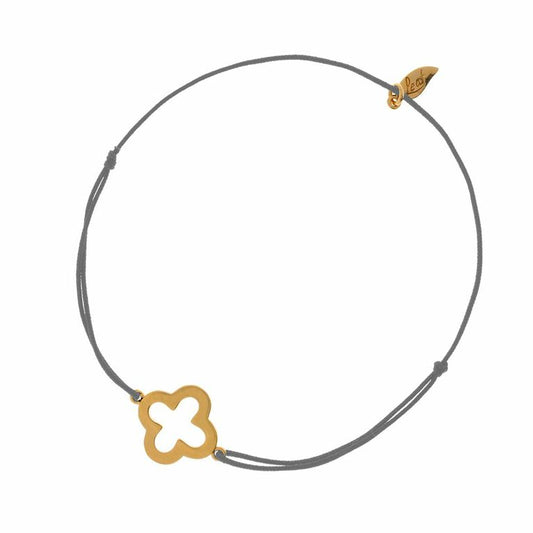 Leaf Glücksarmbändchen grau vergoldet