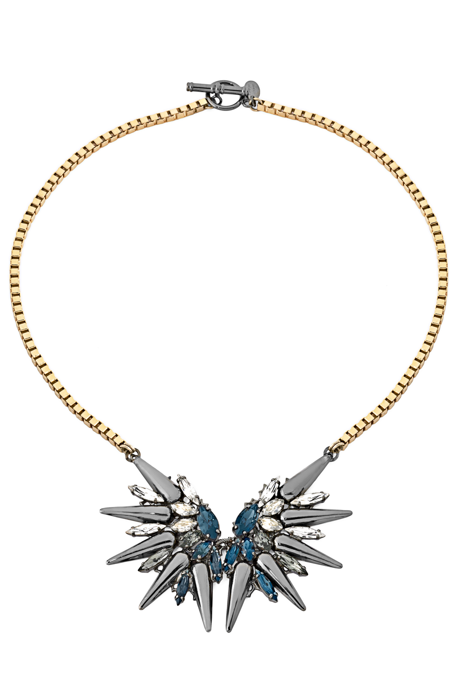 Halskette 'Double Spike Crystal' gold-blau