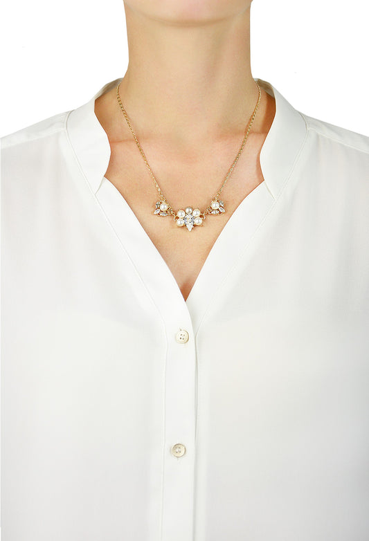 Halskette 'Triple Crystal Cluster' cream