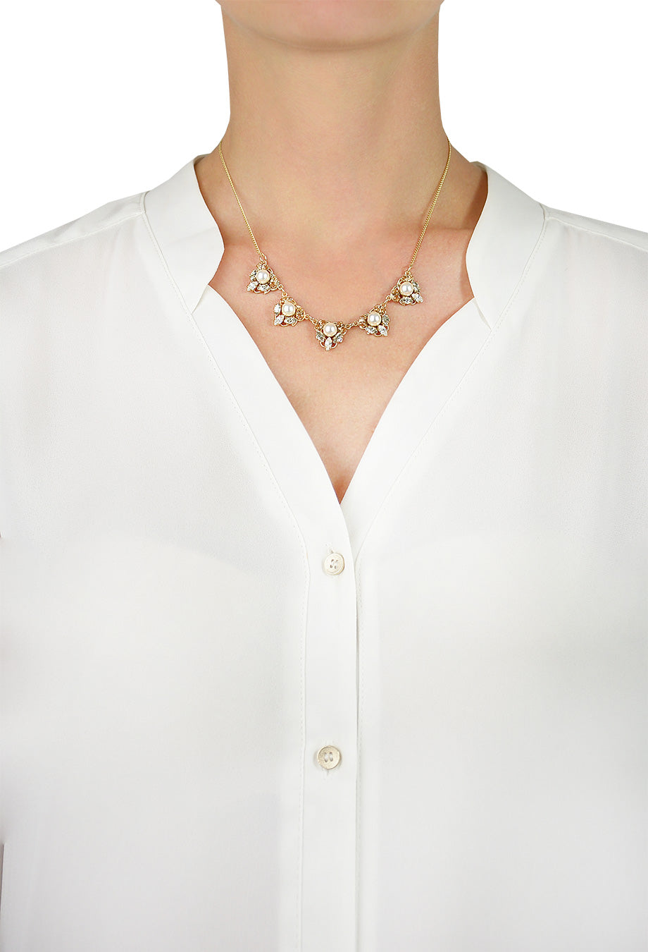 Halskette 'Multi Pearl Crystal' cream
