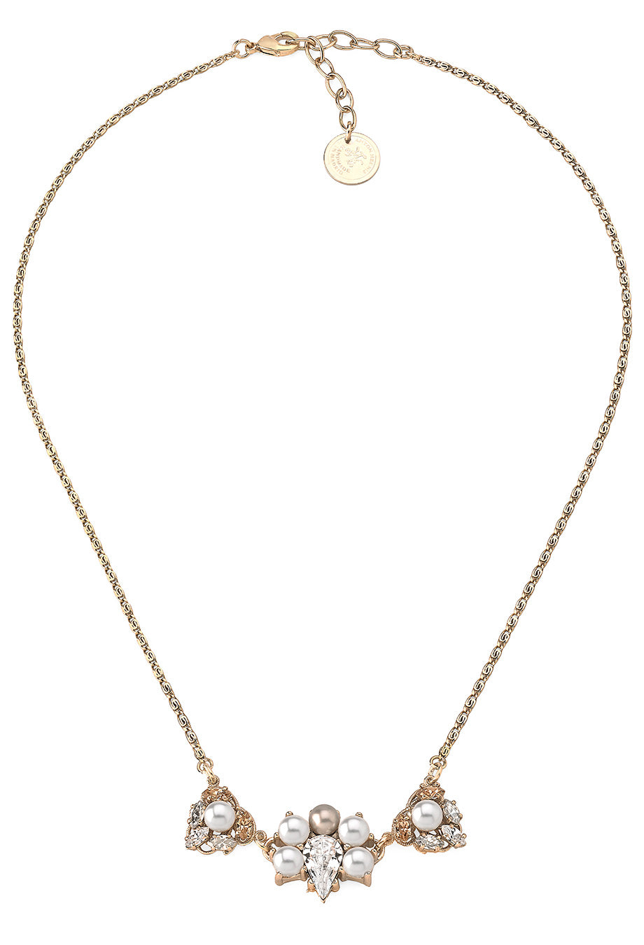 Halskette 'Triple Crystal Cluster' cream