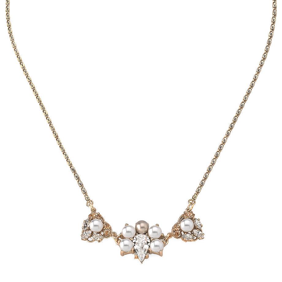 Halskette 'Triple Crystal Cluster' cream