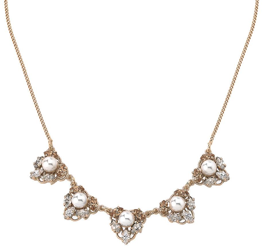 Halskette 'Multi Pearl Crystal' cream