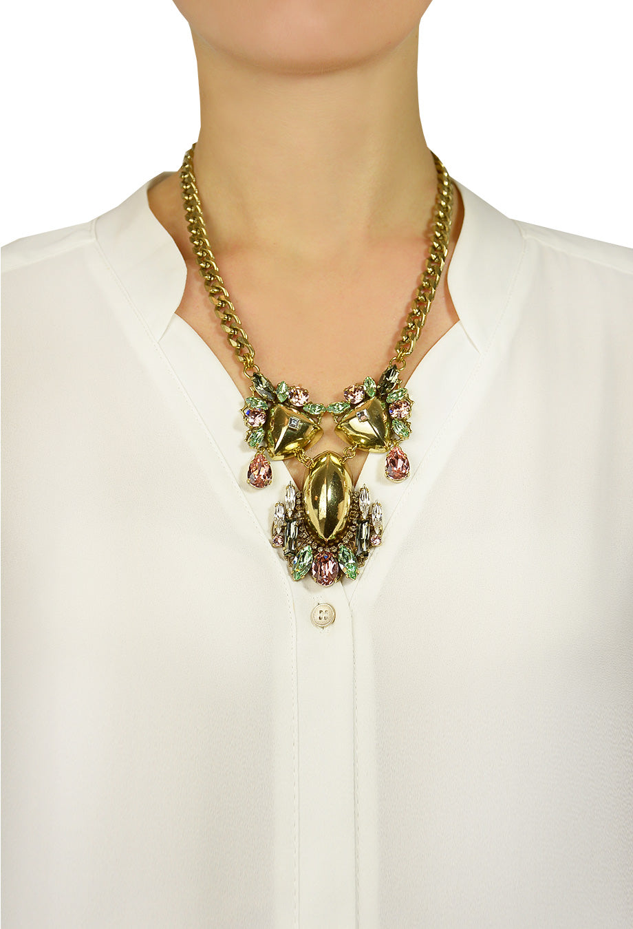 Kette 'Crystal Domed Statement' antik vergoldet