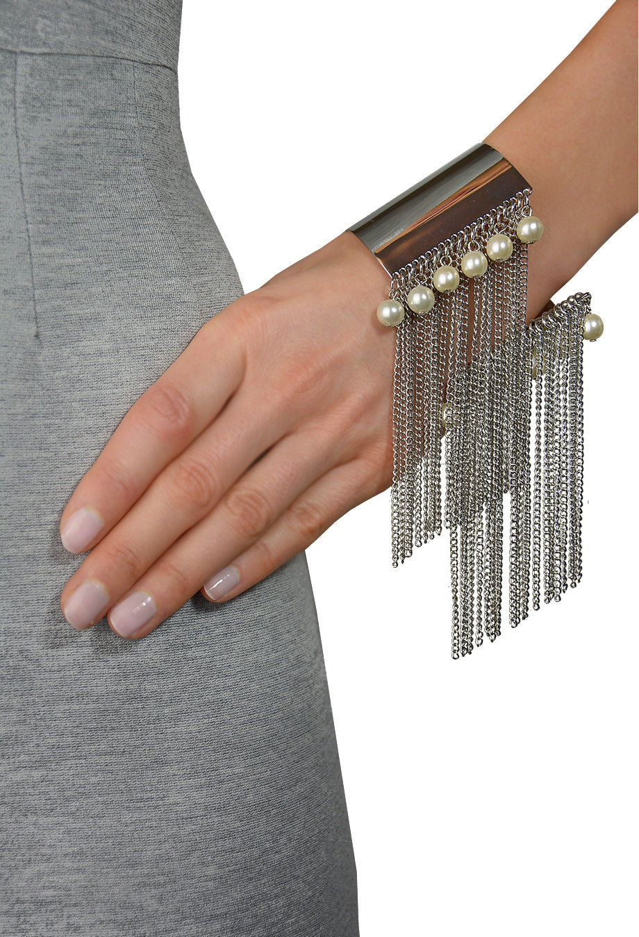 Armreif mit Perlen silber