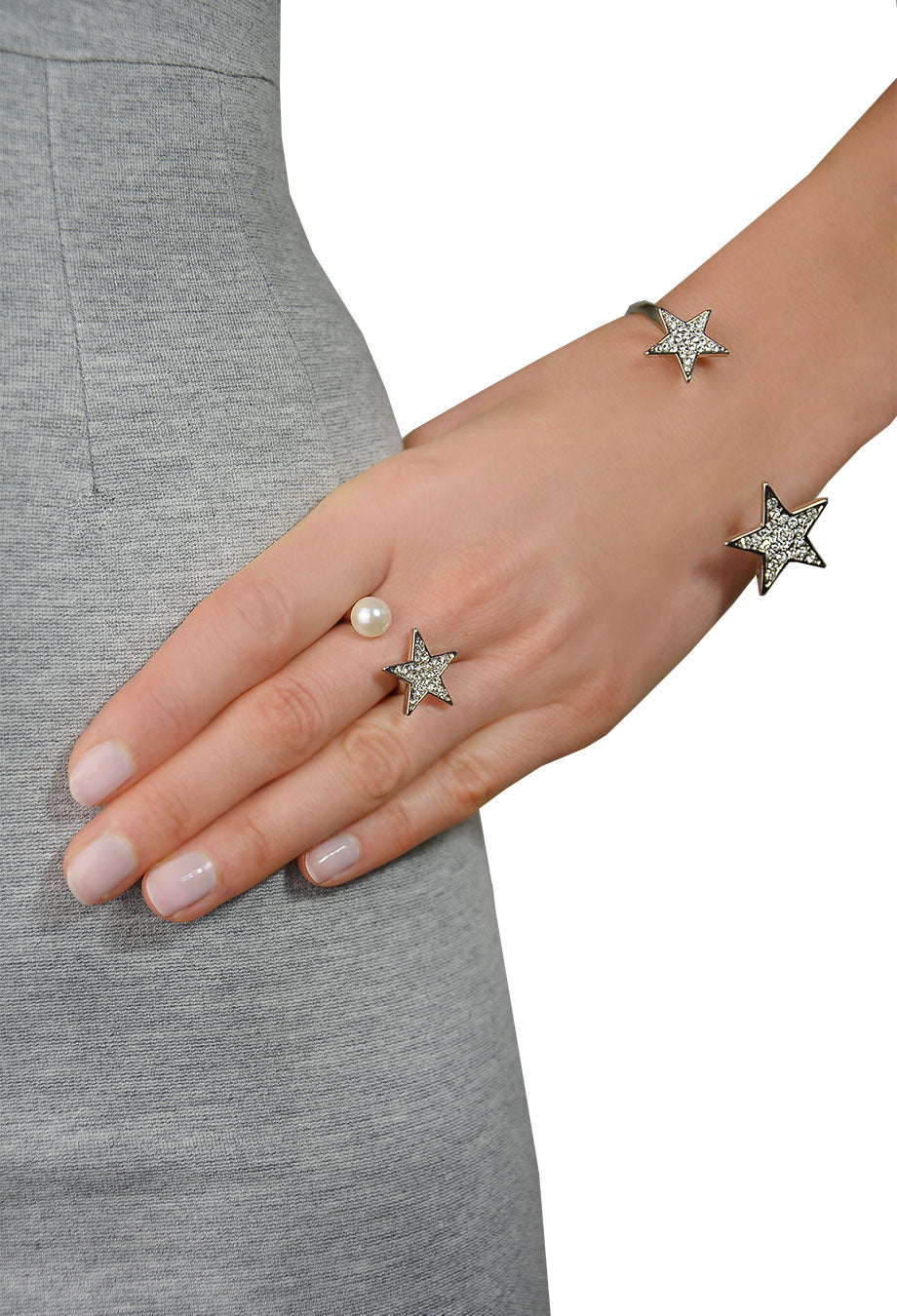 Ring mit Stern & Perle silber