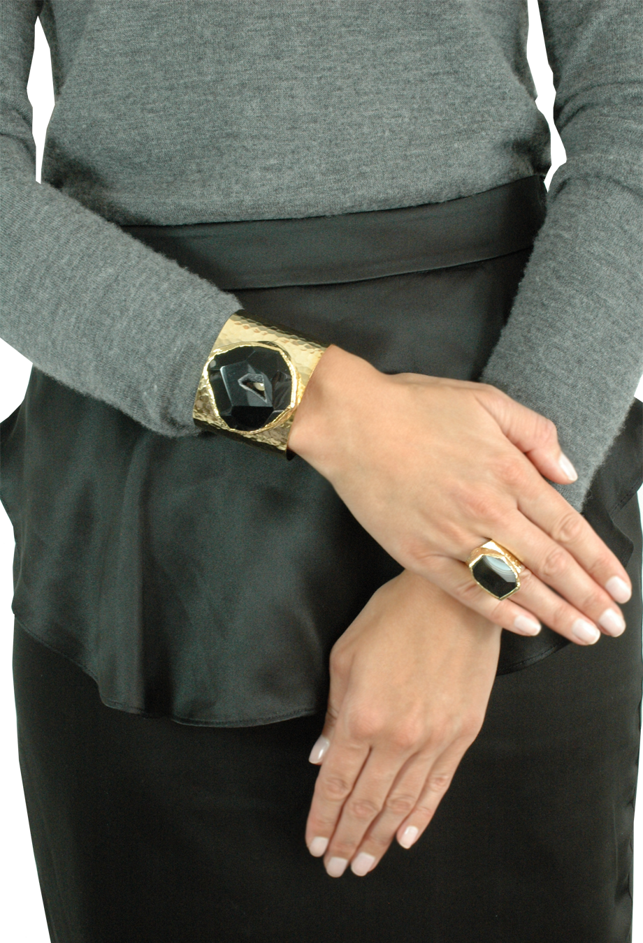 Ring vergoldet mit Onyx