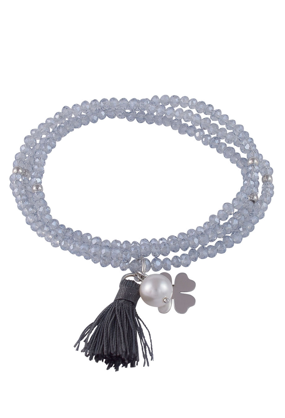 Armband mit Quasten & Kleeblatt silber