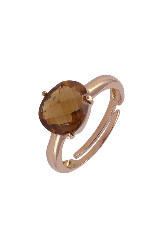 Ring mit ovalem Schmuckstein bronze