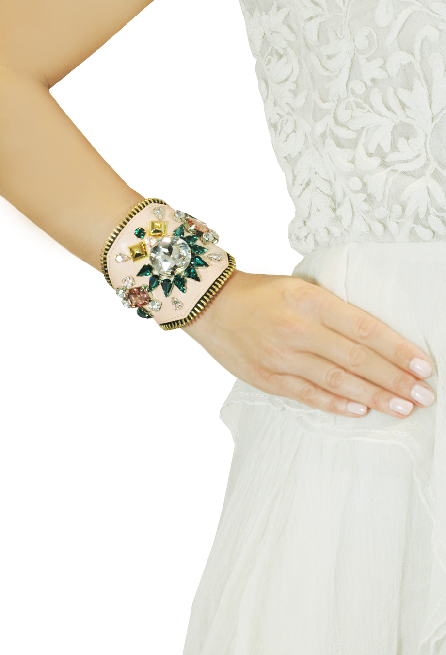 Armband 'Joy' beige smaragdgrün