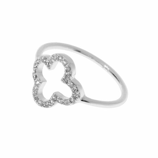 Leaf Ring 'Kleeblatt' Zirkonia silber
