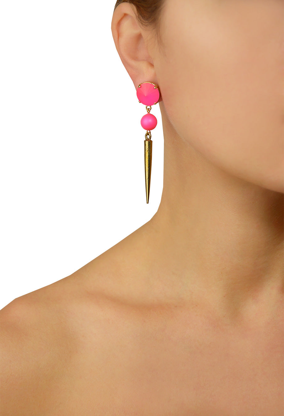 Ohrstecker 'Spikes' neon-pink