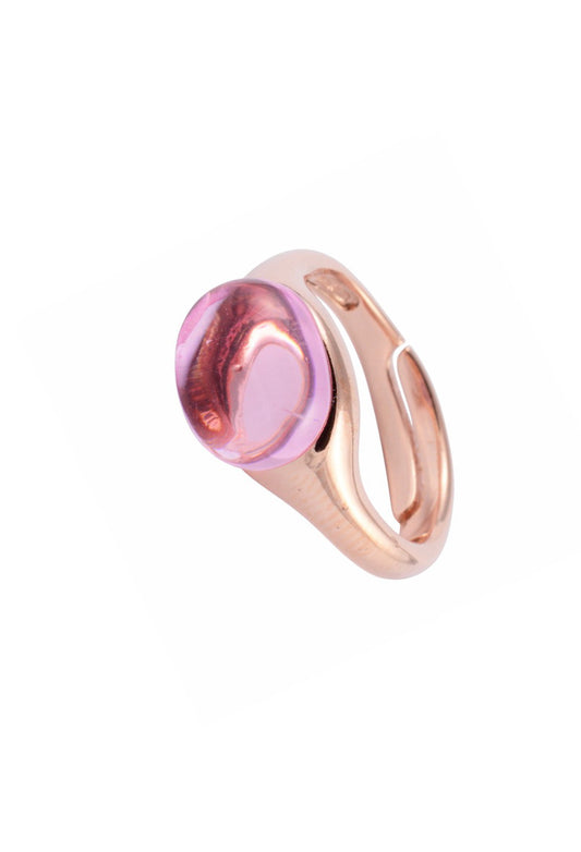 Ring 'Drop Stone' apricot rosé vergoldet