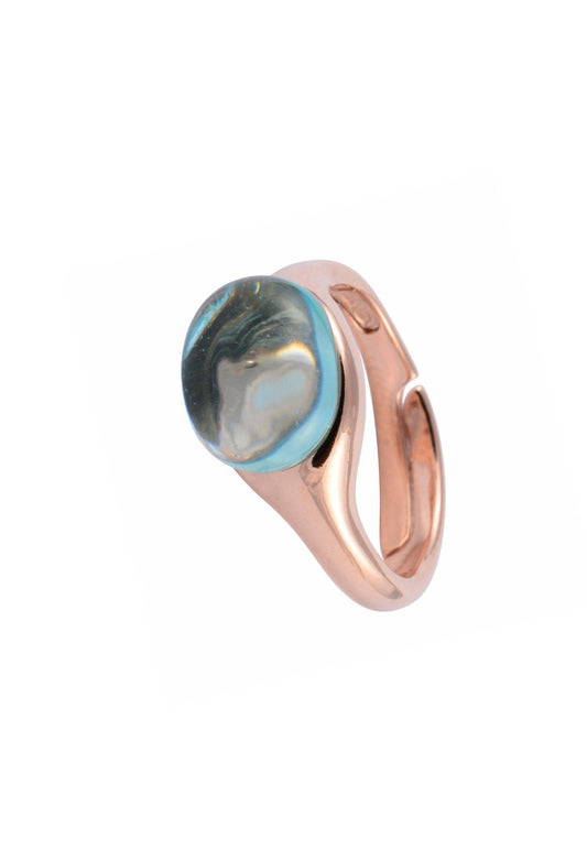 Ring 'Drop Stone' aquamarin rosé vergoldet