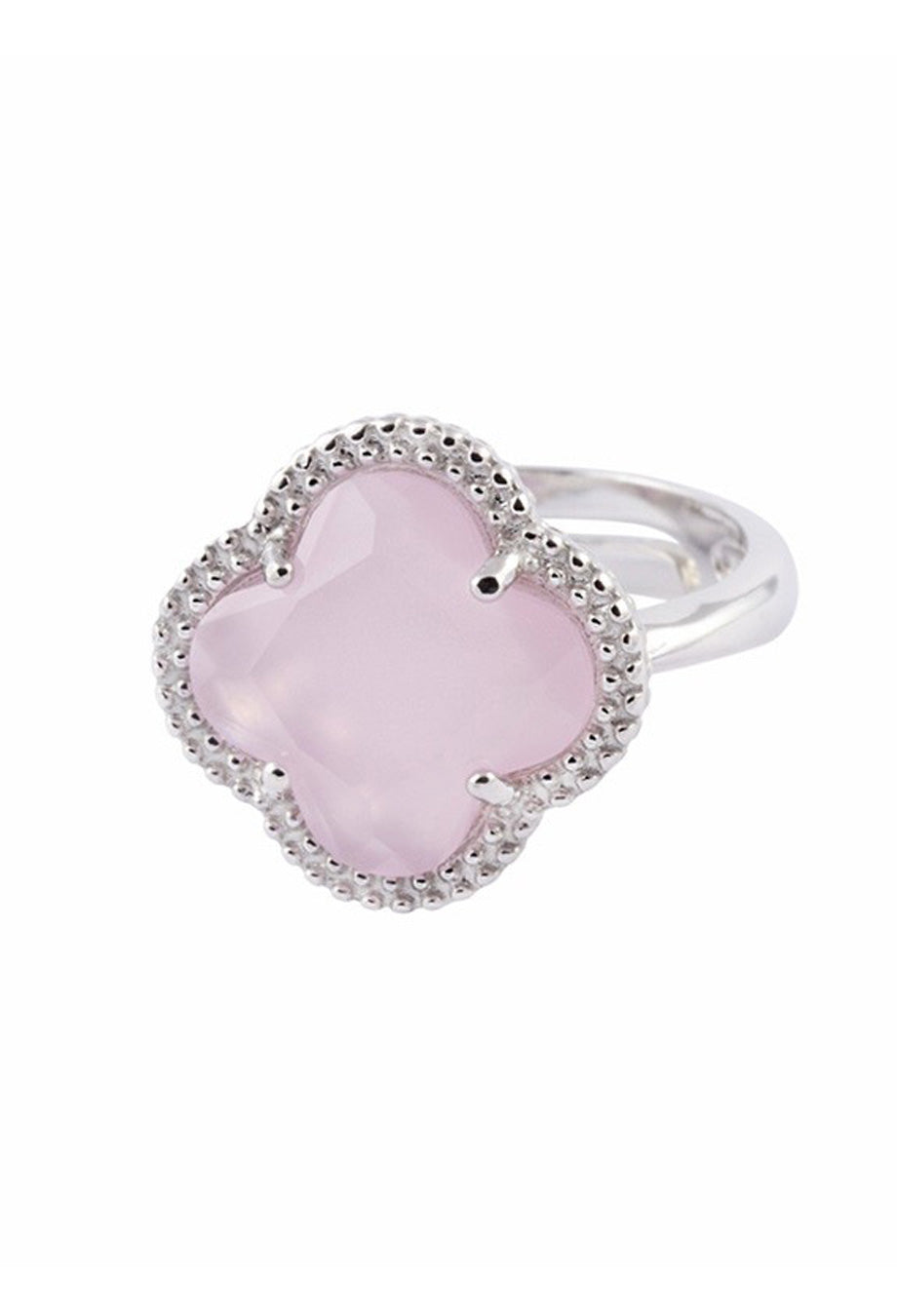 Ring 'Kleeblatt Simple' rosa Silber