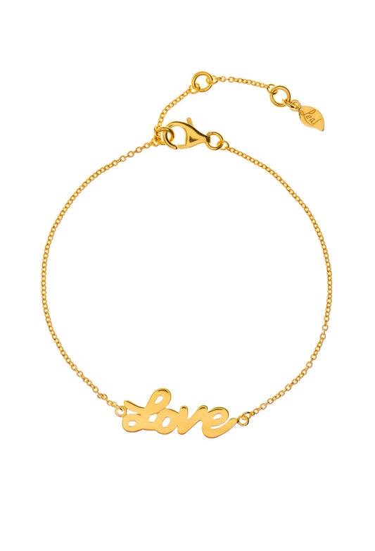 Leaf Armband 'Love' vergoldet