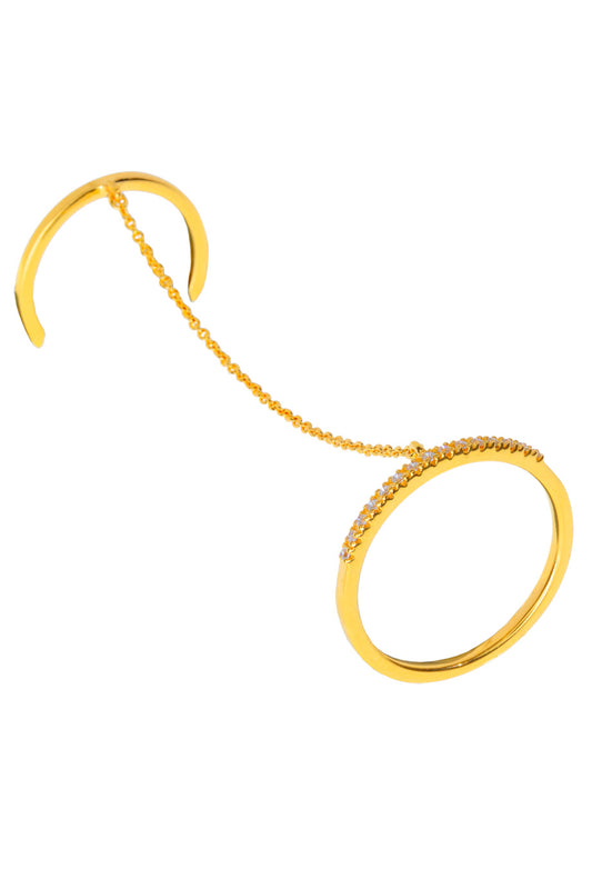 Leaf Double Ring vergoldet