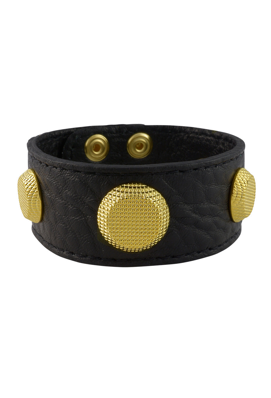 Lederarmband 'Gold Studs' schwarz