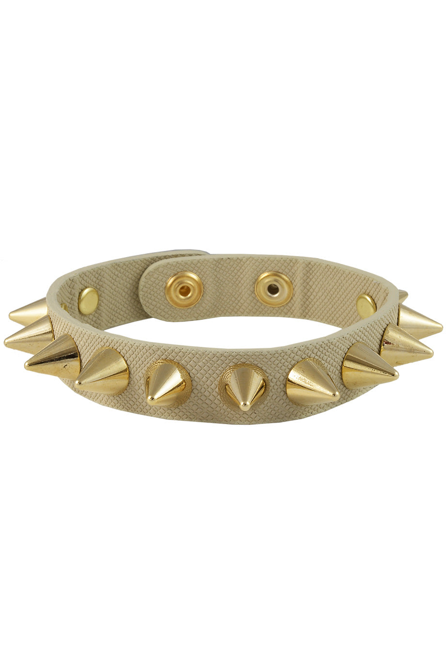 Lederarmband mit goldenen Spikes hellbeige
