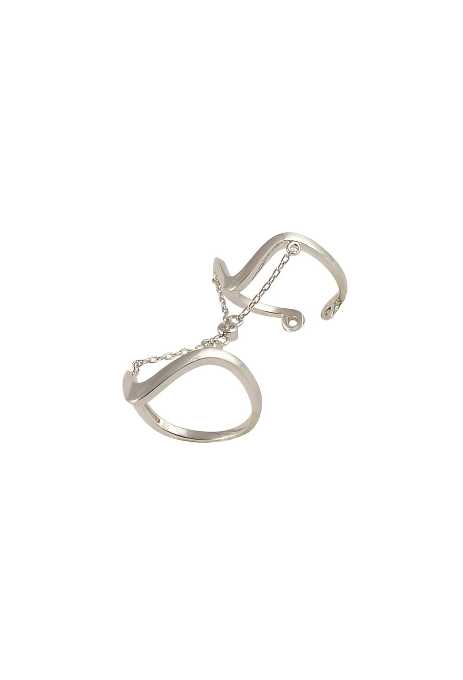 Doppelter Ring mit Kette silber