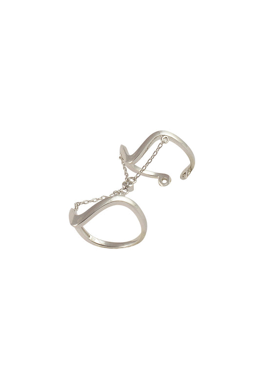 Doppelter Ring mit Kette silber