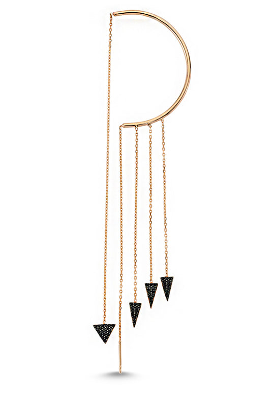 Ear Cuff 'Black Spikes' rosé vergoldet