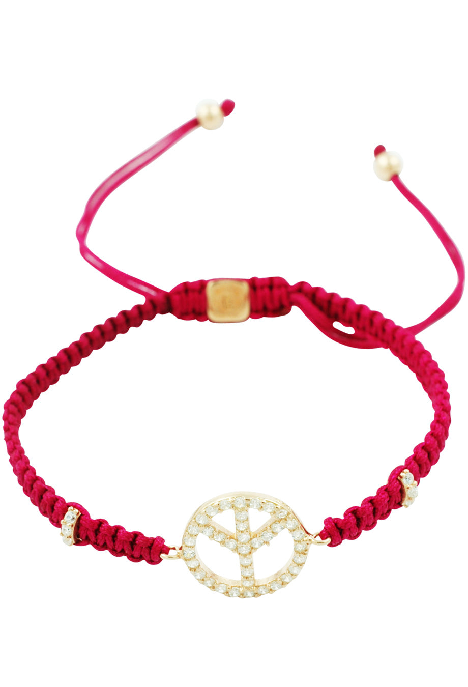 Makramee Armband 'Peace' Himbeer