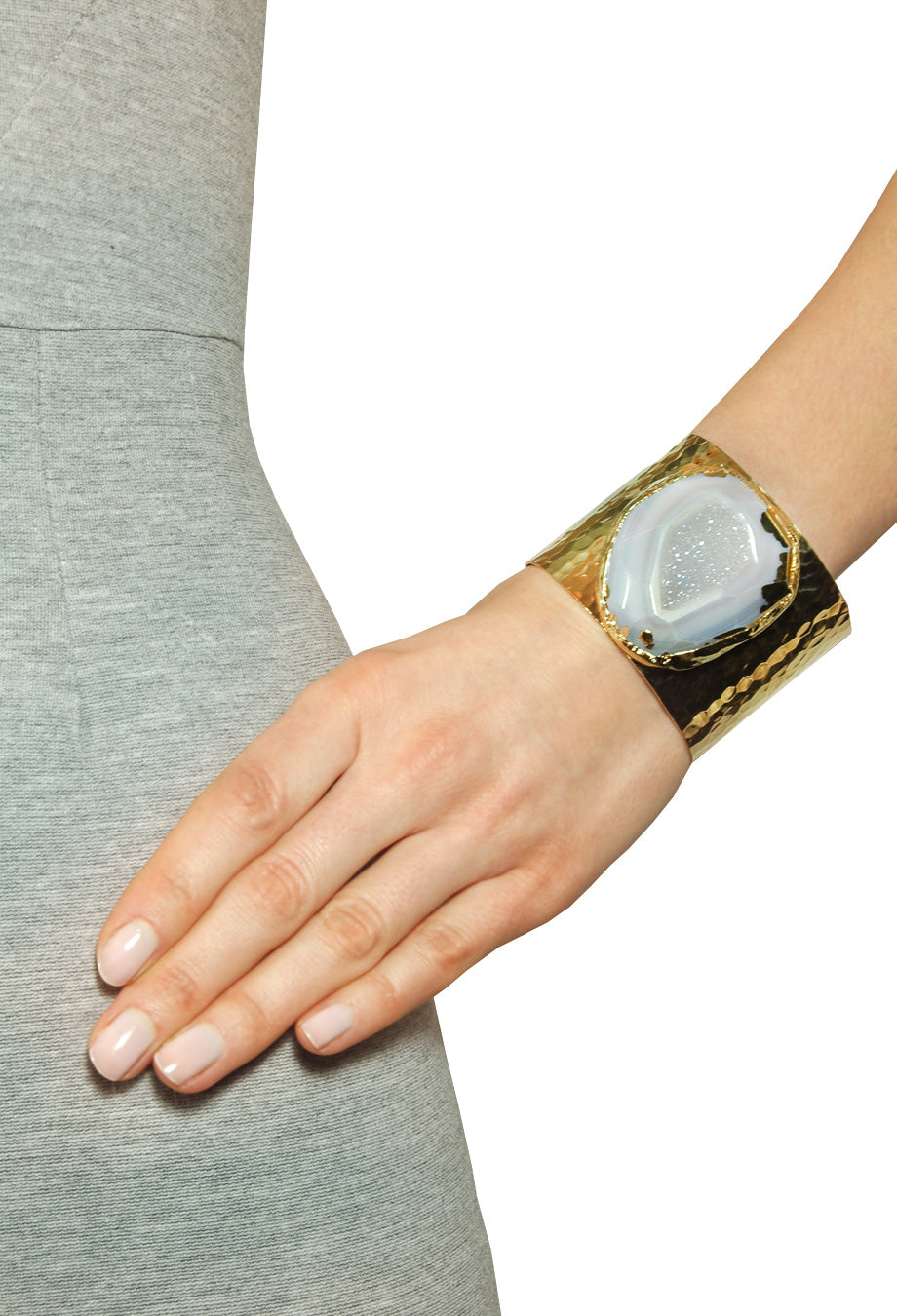 Armreif vergoldet mit Achat blau-grau