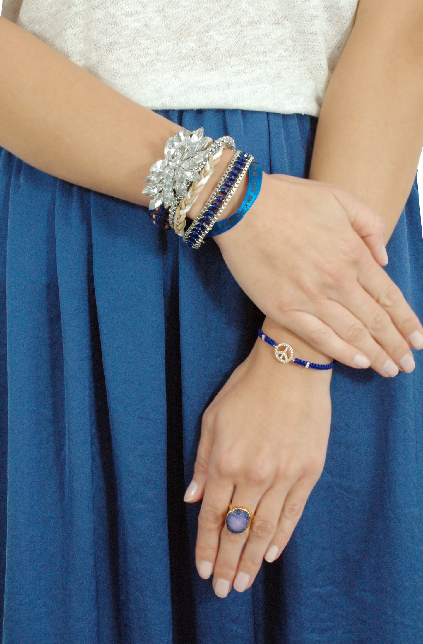 Ring vergoldet mit Quarz lila/blau