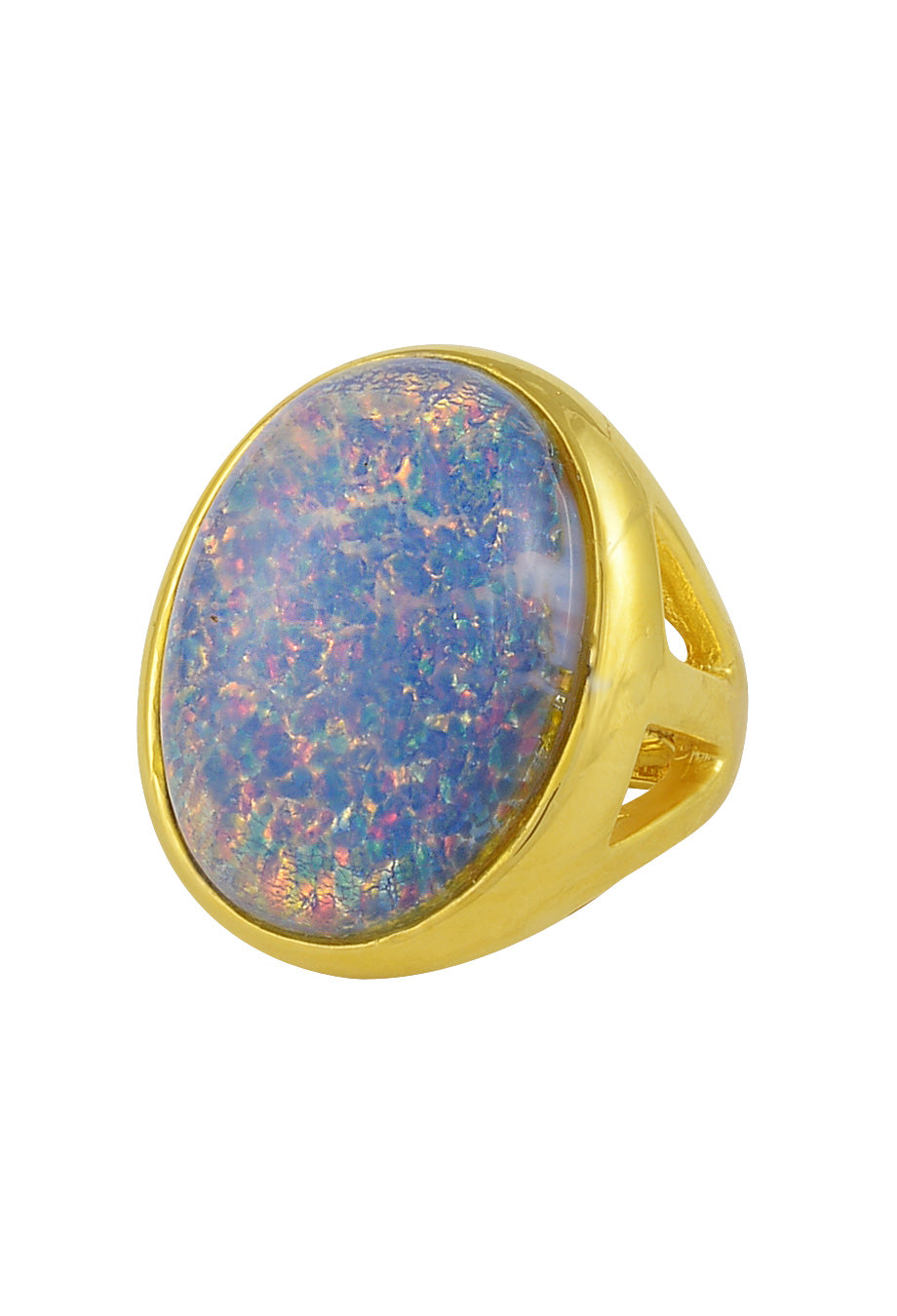 Kenneth Jay Lane Ring 'Blue Opal' vergoldet