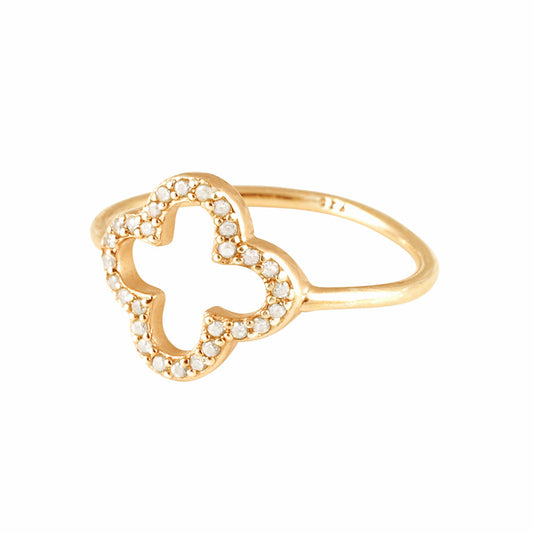 Leaf Ring 'Kleeblatt' Zirkonia vergoldet