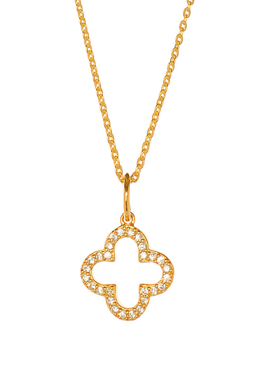 Leaf Halskette 'Kleeblatt' Silber vergoldet