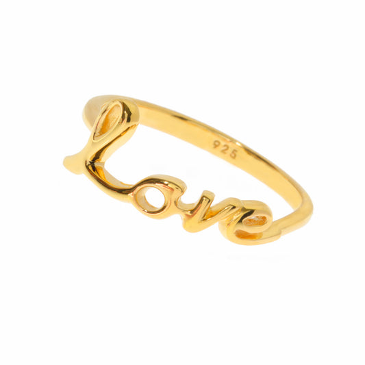 Leaf Ring 'LOVE' silber vergoldet