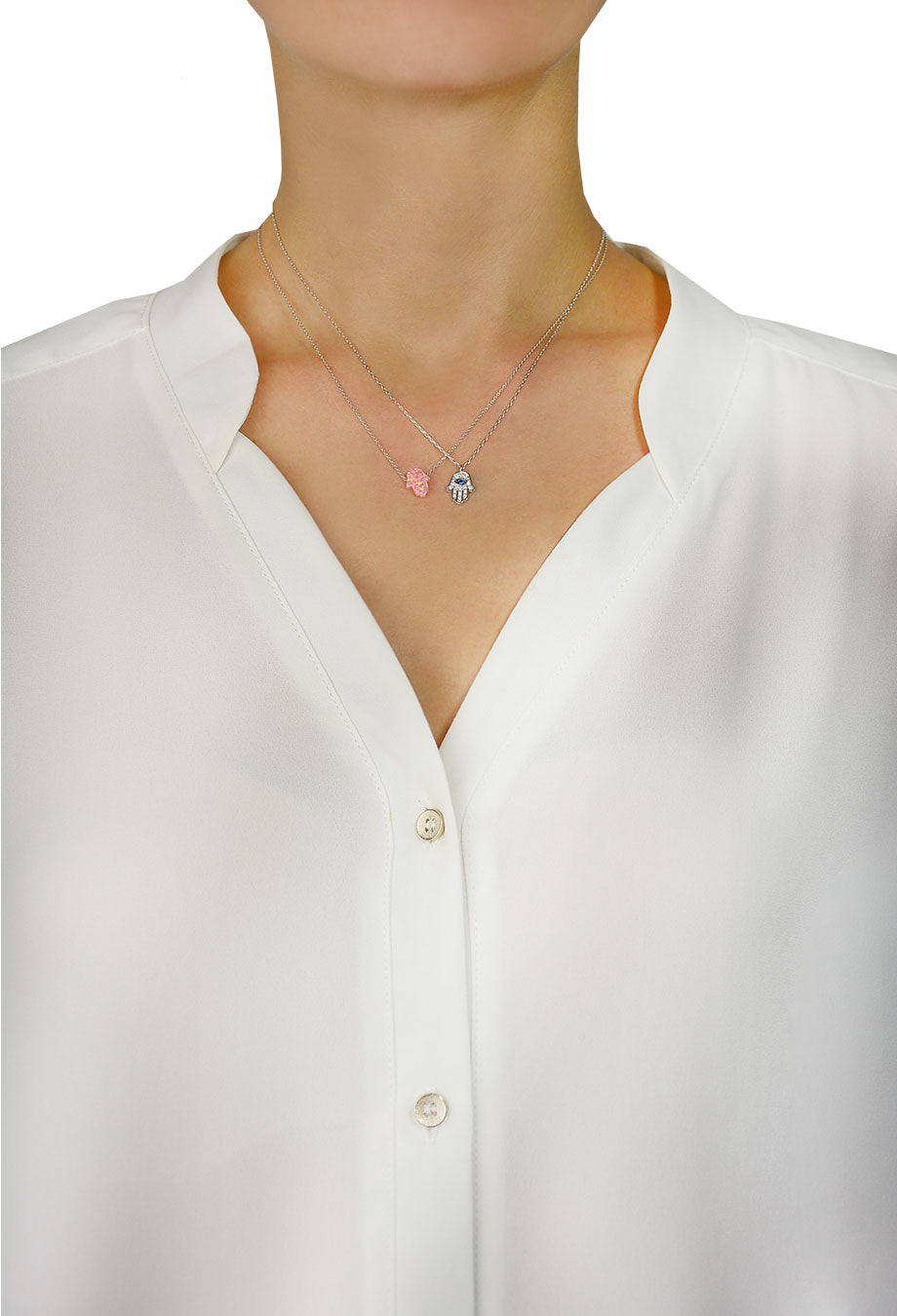 Halskette 'Rosa Fatima Hand' Silber