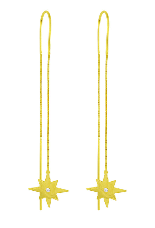 Ohrring lang 'Stern' vergoldet