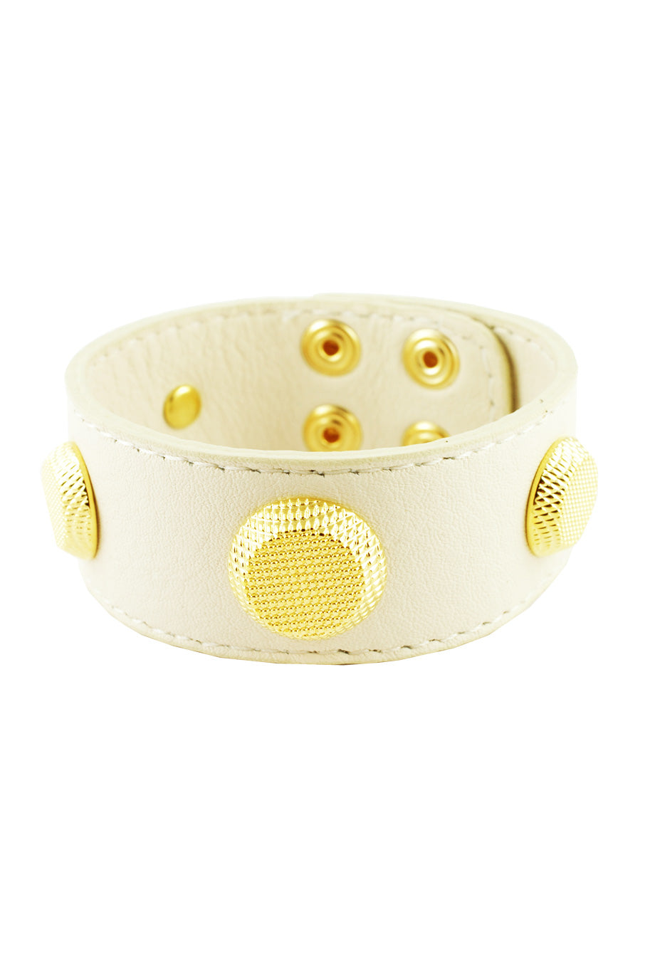 Lederarmband 'Gold Studs' hellbeige