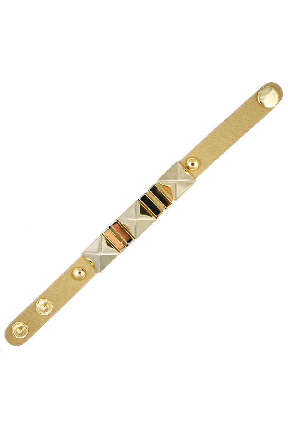 Lederarmband mit Gold-Details beige