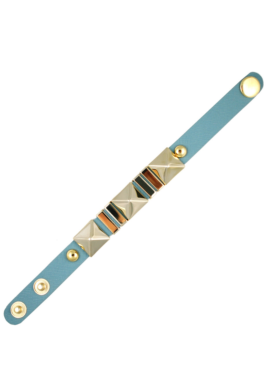 Lederarmband mit Gold-Details hellblau