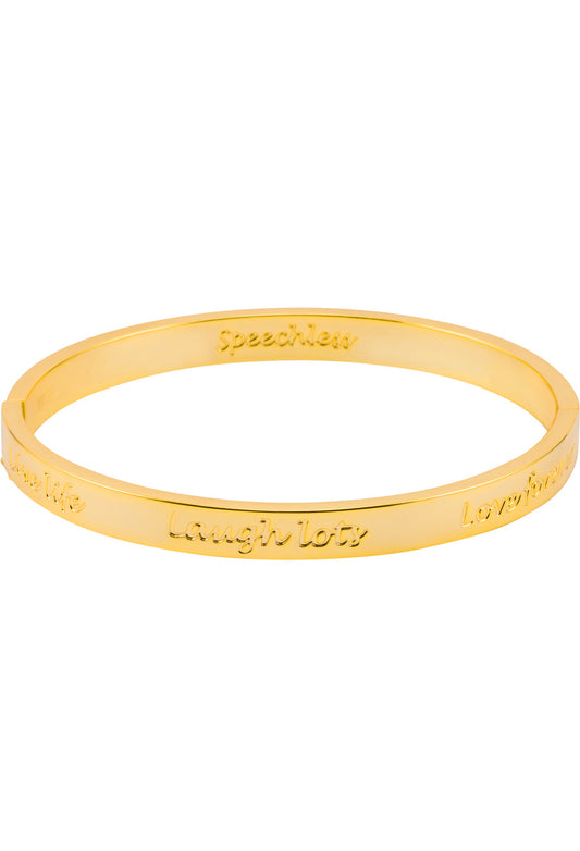 Armreif 'Live Life, Laugh Lots, Love Forever' vergoldet