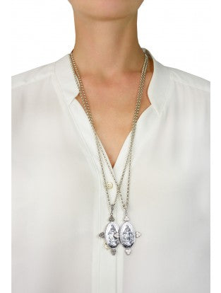 Kette mit Anhänger 'Laboure' silber - rosa
