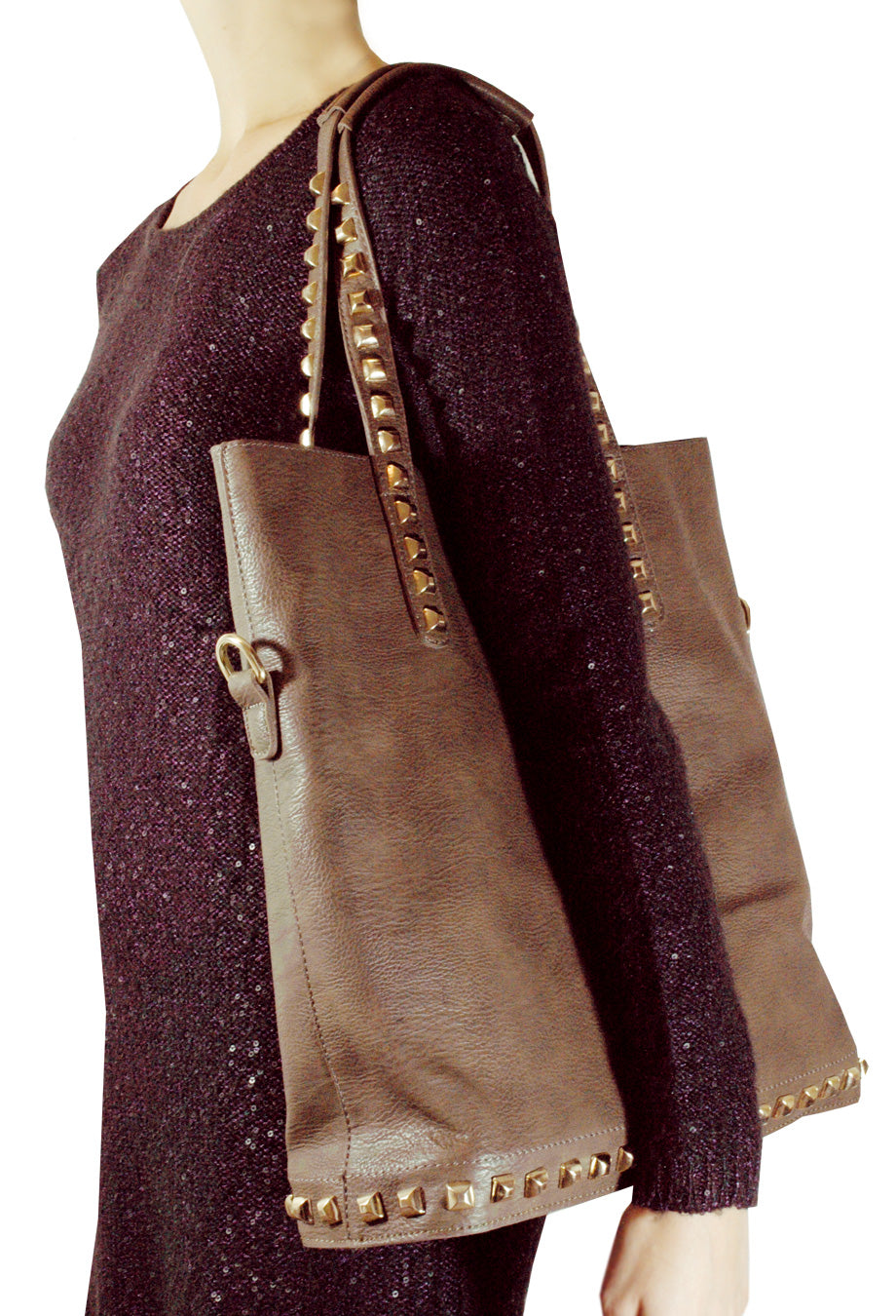 Handtasche 'Gold Studs' taupe