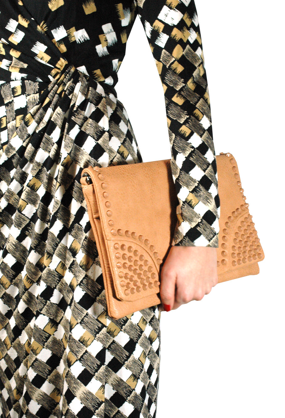 Clutch Tasche 'Studs' nude