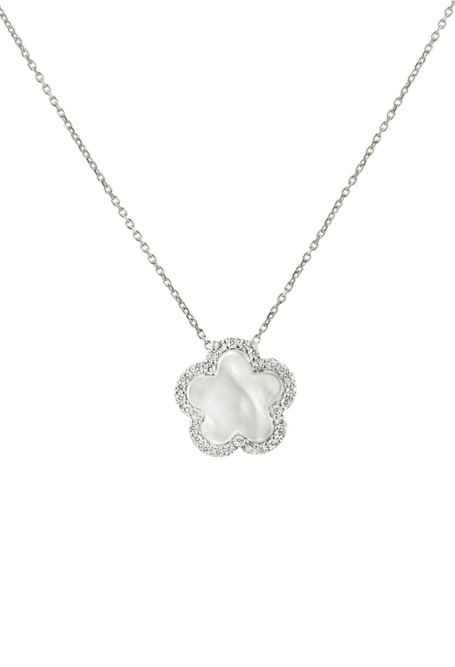 Halskette 'Perlmutt Blume' Silber