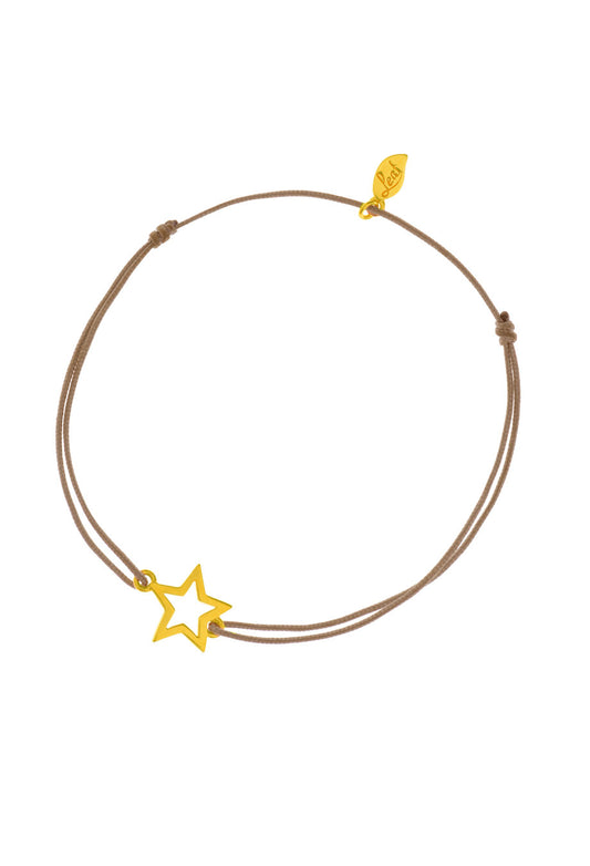 Leaf Glücksarmband 'Stern' beige vergoldet