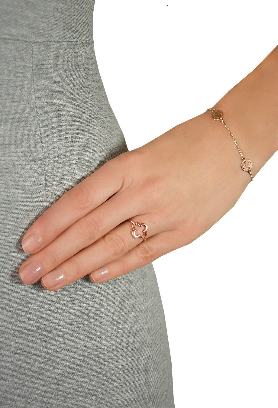Leaf Ring 'Kleeblatt' rosé vergoldet