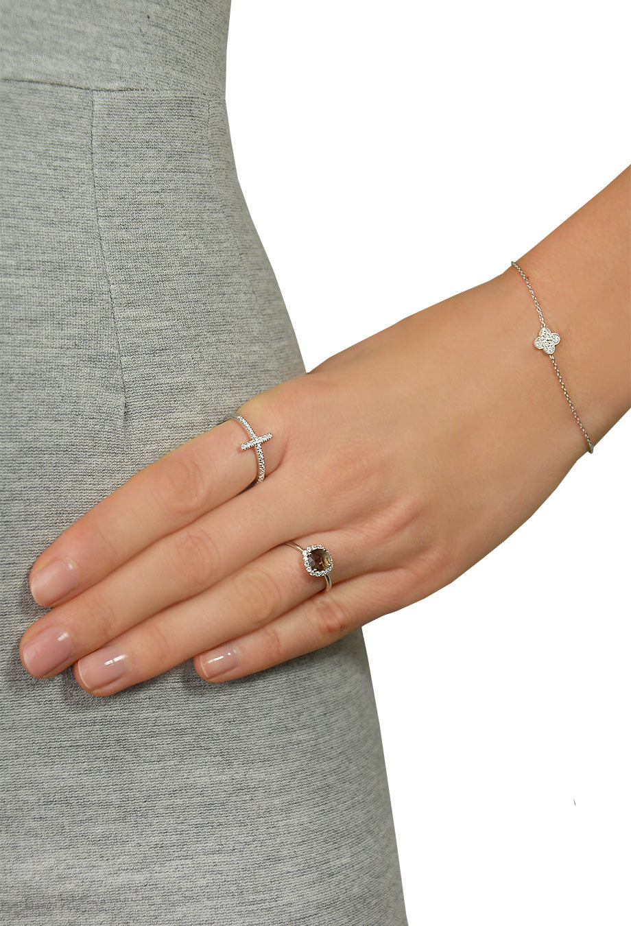 Leaf Ring silber Rauchquarz