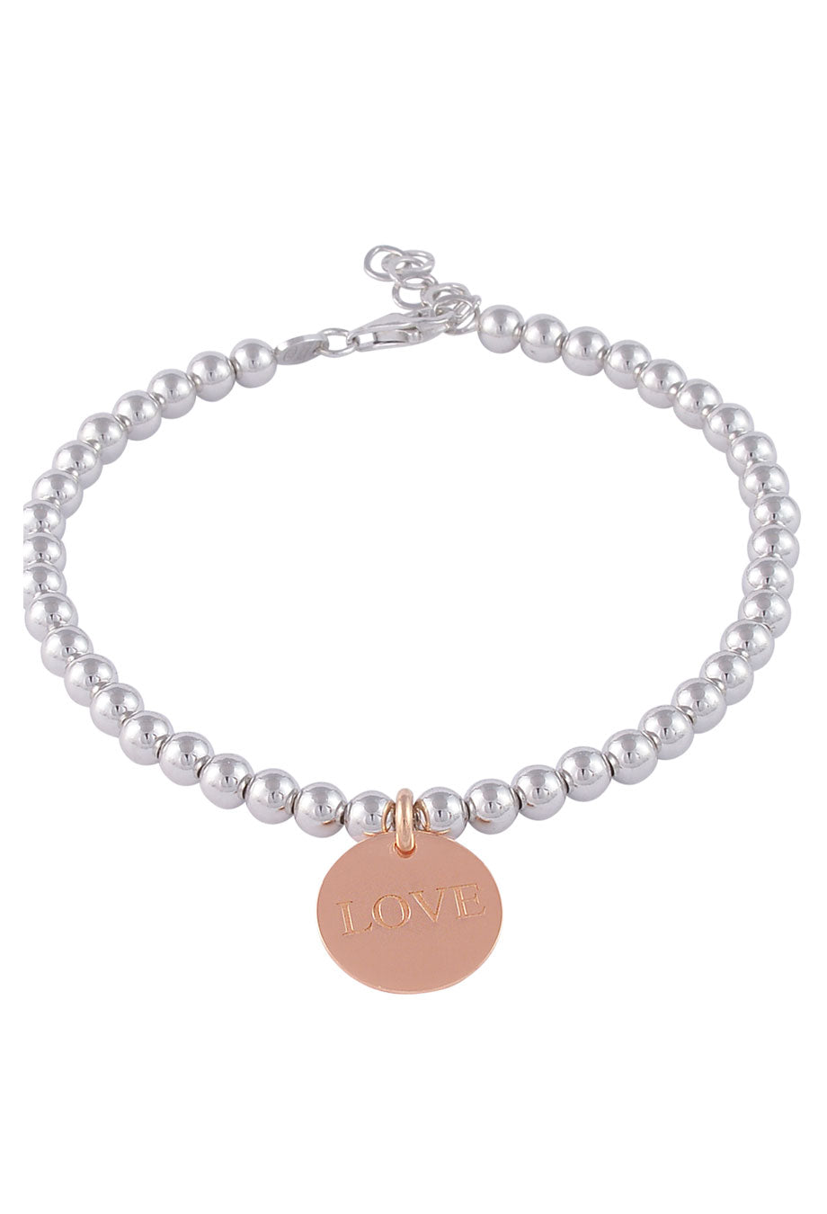 Perlenarmband mit LOVE Anhänger Silber