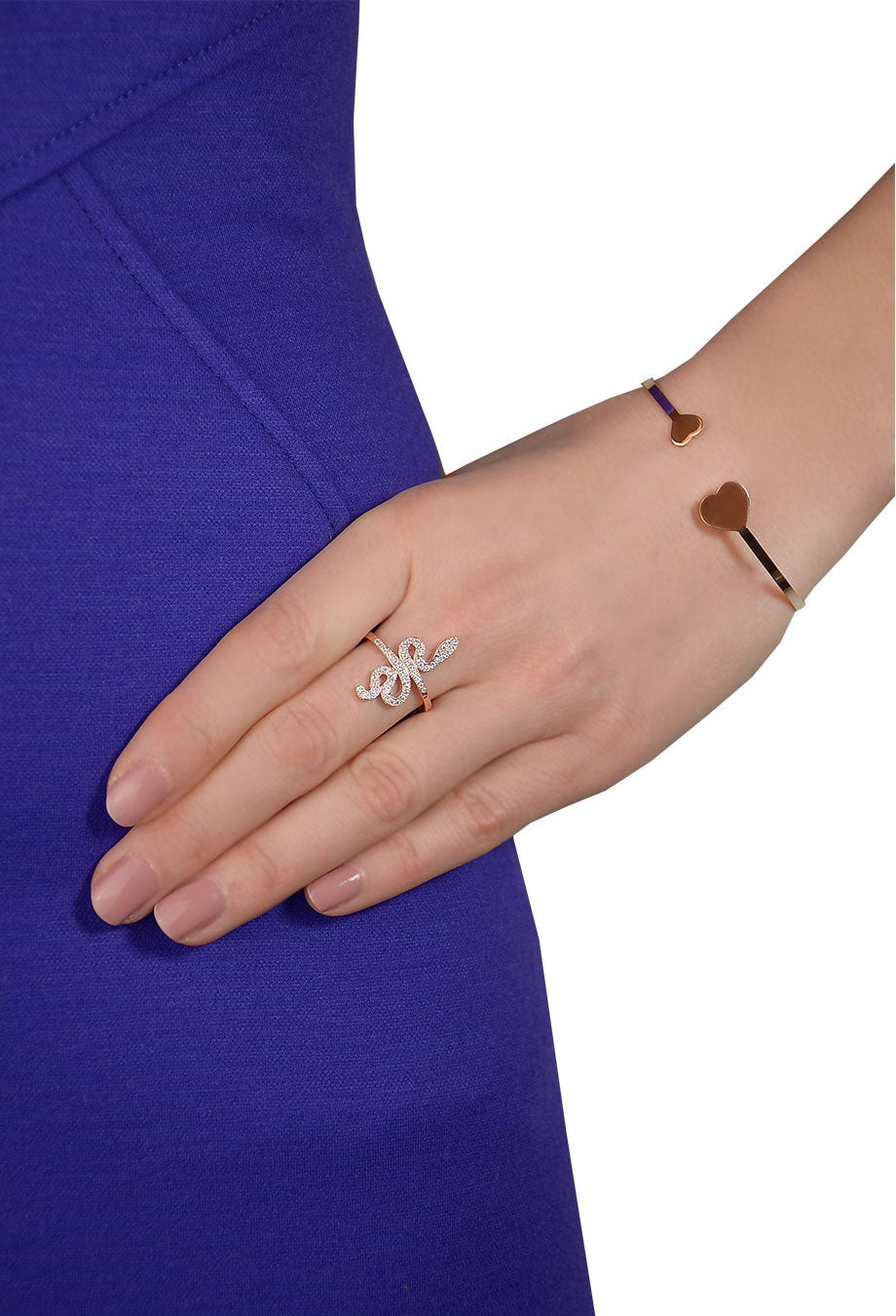 Ring 'Schlange' mit Zirkonia rosé vergoldet