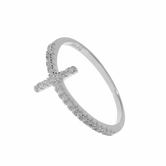 Leaf Ring 'Kreuz' Zirkonia silber